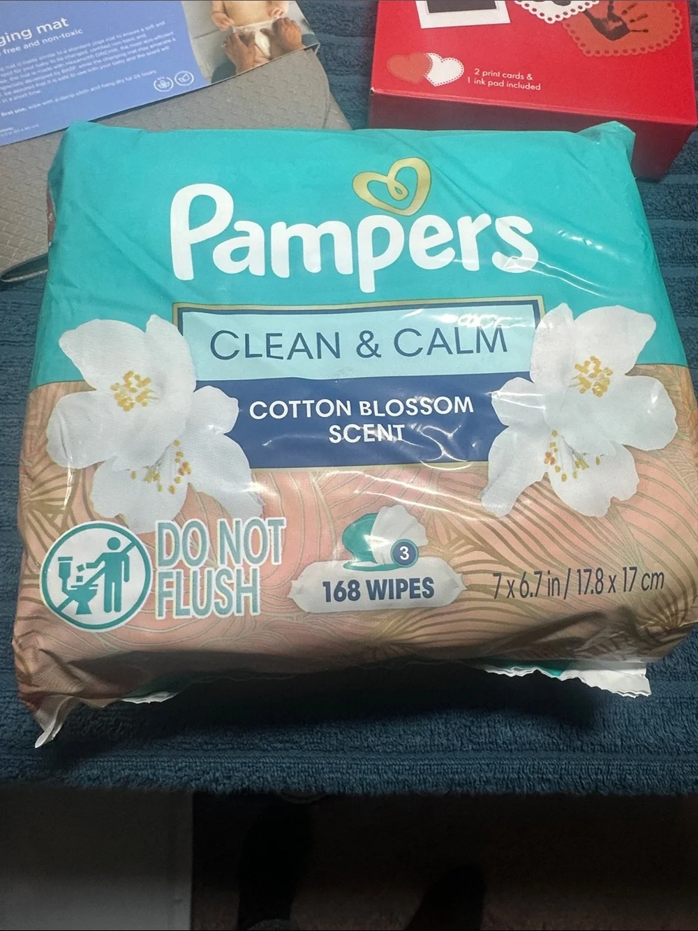 Pampers Clean & Calm Cotton Blossom Baby Wipes,ubbi changing mat&hand/footprint